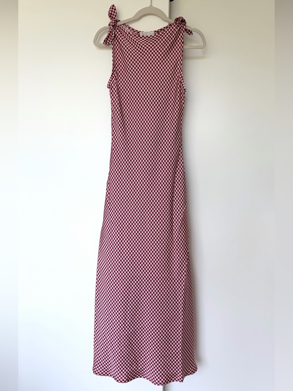 Caroline Constas Red Gingham Tie Shoulder Maxi Dress NWT Size Small - Picture 2 of 4